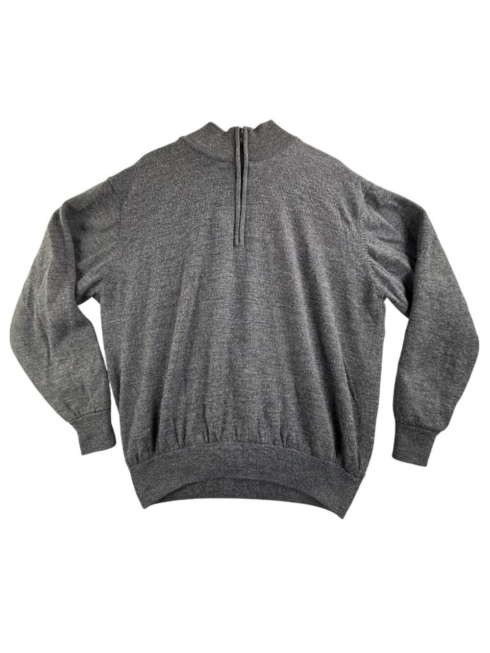 FootJoy Sweater Mens Large Gray Mock Neck 1/4 Zip Wool Lined Golf Pullover Warm